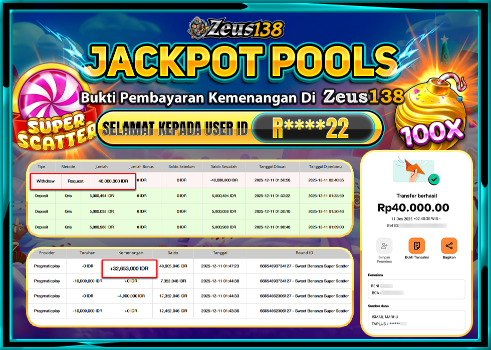 ZEUS138 SWEET BONANZA SUPER SCATTER Rp.40,000,000 LUNAS 